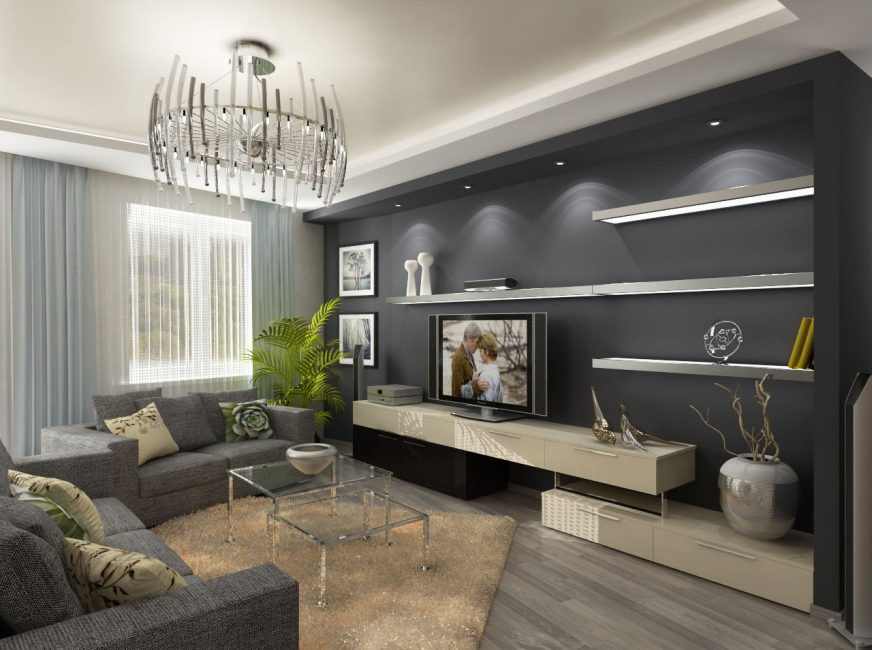 Krásna a štýlová obývačka v sivých tónoch