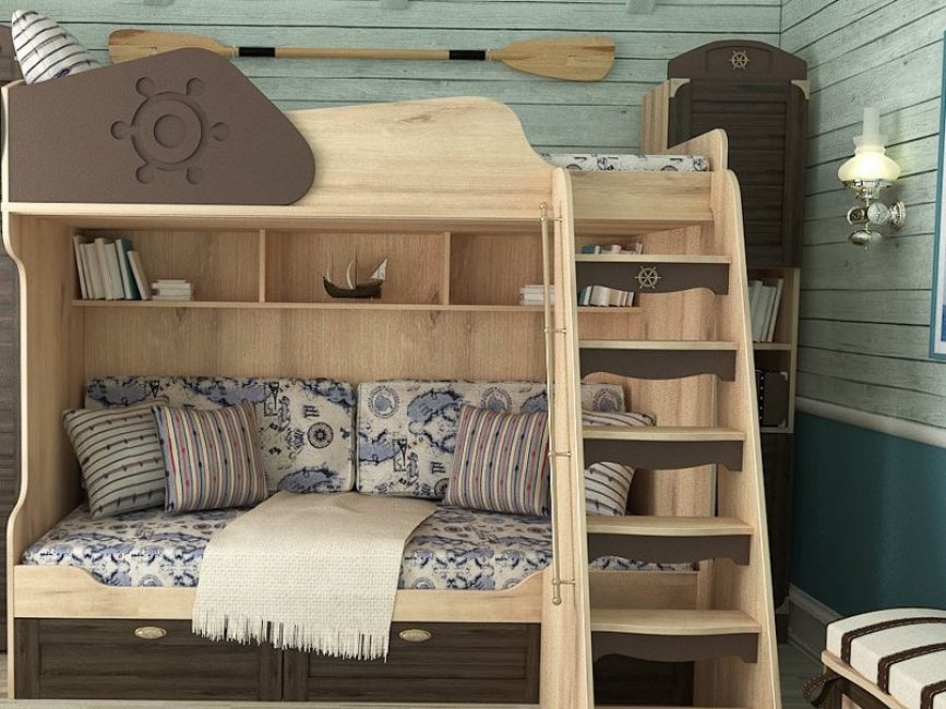 Drewniana drabinka do łóżka piętrowego dla dziecka