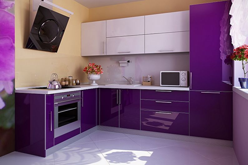 Fialový dizajn kuchyne - podlahová úprava
