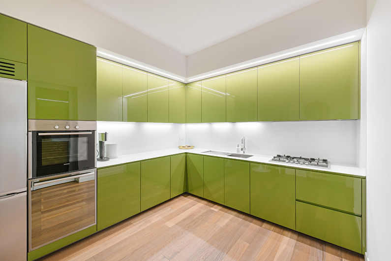 Pistagefärg i det inre av köket - Fotodesign