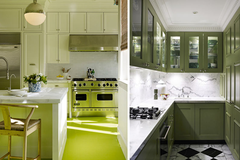 Pistagefärg i det inre av köket - Fotodesign