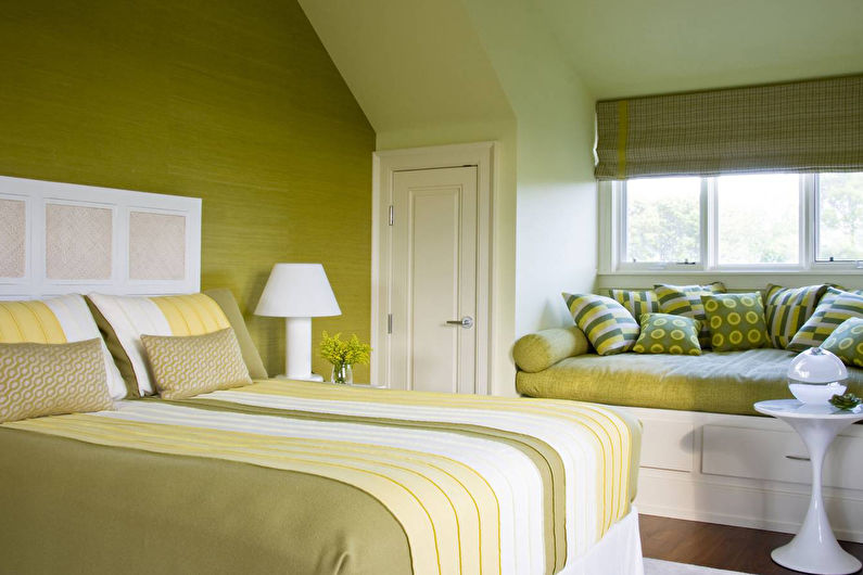 צבע פיסטוק בפנים חדר השינה - עיצוב תמונות