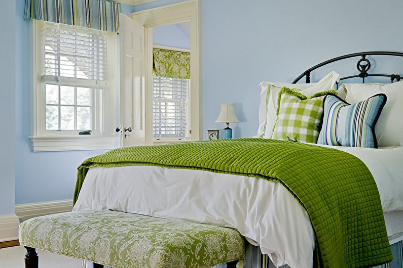 Pistagefärg i det inre av sovrummet - Fotodesign