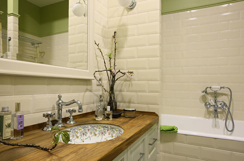 Barva pistacije v notranjosti kopalnice - oblikovanje fotografij