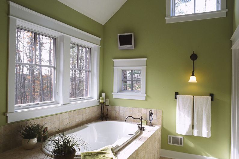 צבע פיסטוק בפנים חדר האמבטיה - עיצוב תמונות
