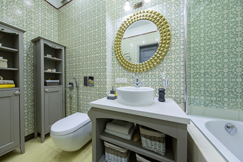 Pistagefärg i det inre av badrummet - Fotodesign