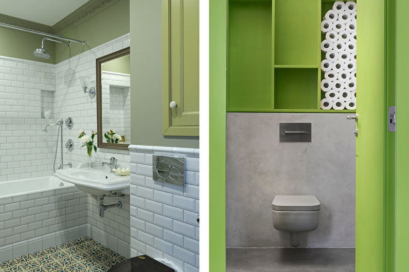 Pistagefärg i det inre av badrummet - Fotodesign