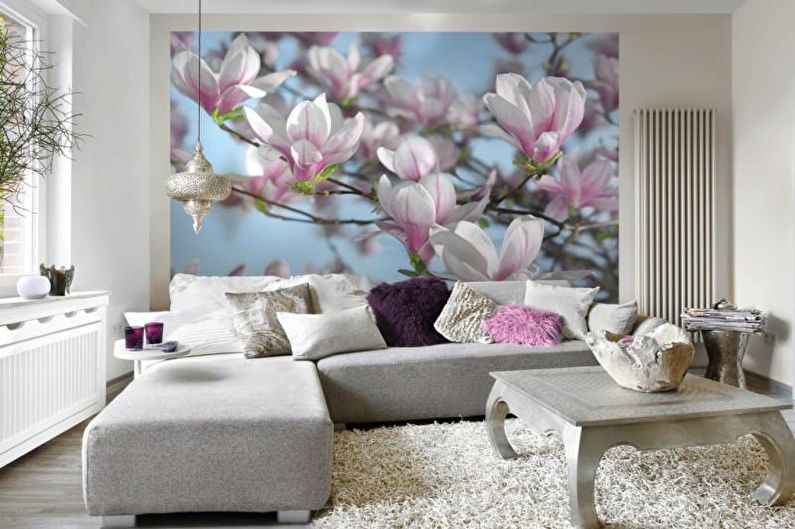 Papel tapiz fotográfico en el interior de la sala de estar - foto