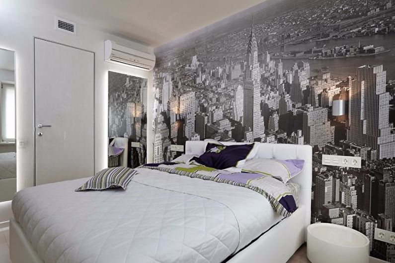 Papel tapiz fotográfico en el interior del dormitorio - foto