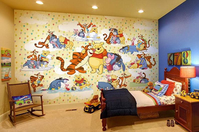 Papel tapiz fotográfico en el interior de una habitación infantil - foto