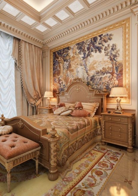 Wnętrze sypialni w pałacowym stylu