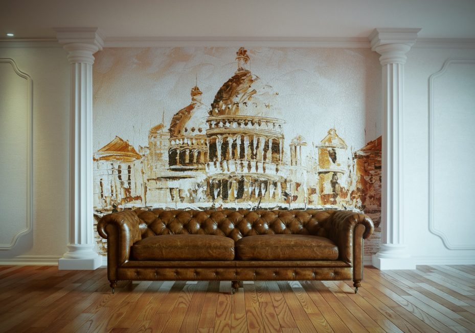 Freska na steni v klasični notranjosti