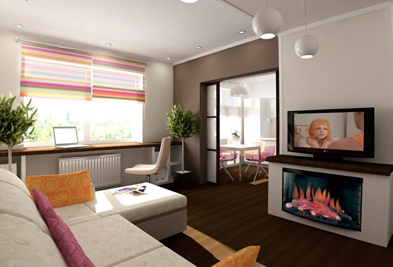 Interiérový dizajn obývačky v Chruščove - foto