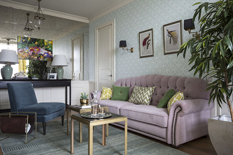 Pequena sala de estar em estilo clássico - design de interiores