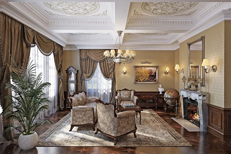 Design de interiores de sala de estar em estilo clássico - foto