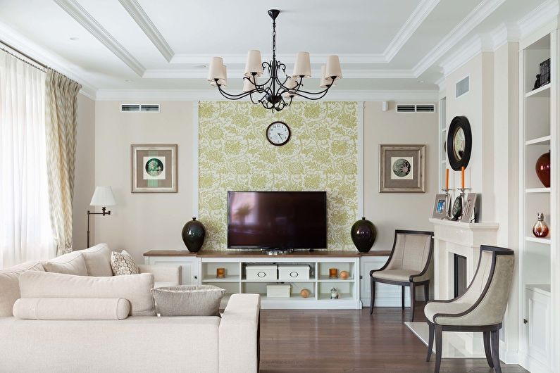 Interiørdesign i stuen i klassisk stil - foto
