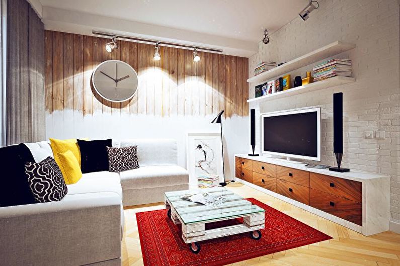 Pequena sala de estar escandinava - Design de interiores