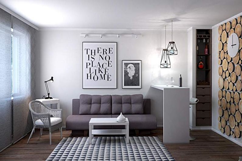 Design de interiores de sala de estar em estilo escandinavo - foto