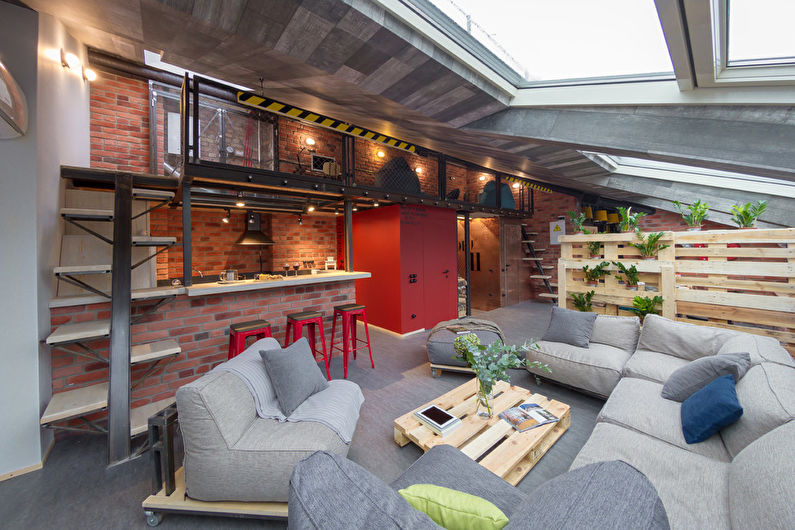 Loft Style Living Room Design - Veggdekorasjoner