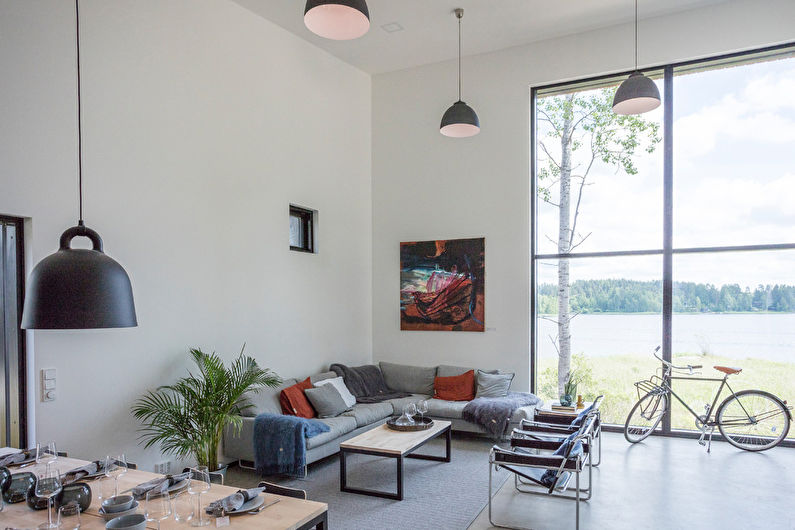 Stue i hvit loftstil - Interiørdesign