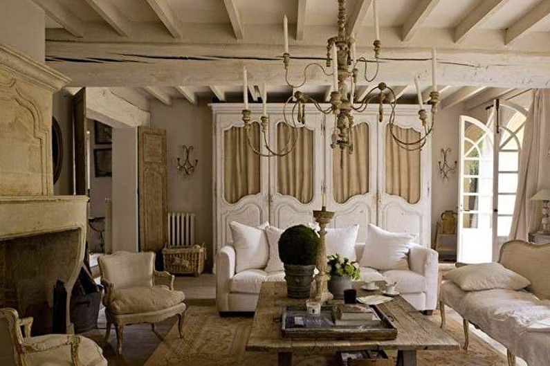 Designul camerei de zi în stil Provence - Iluminat