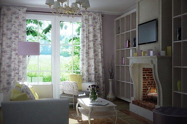 Interiørdesign i stuen i Provence -stil - foto