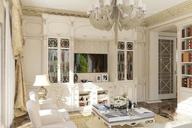 Biały salon w stylu prowansalskim - Projektowanie wnętrz