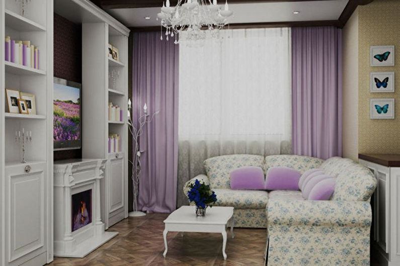 Interiørdesign i stuen i Provence -stil - foto