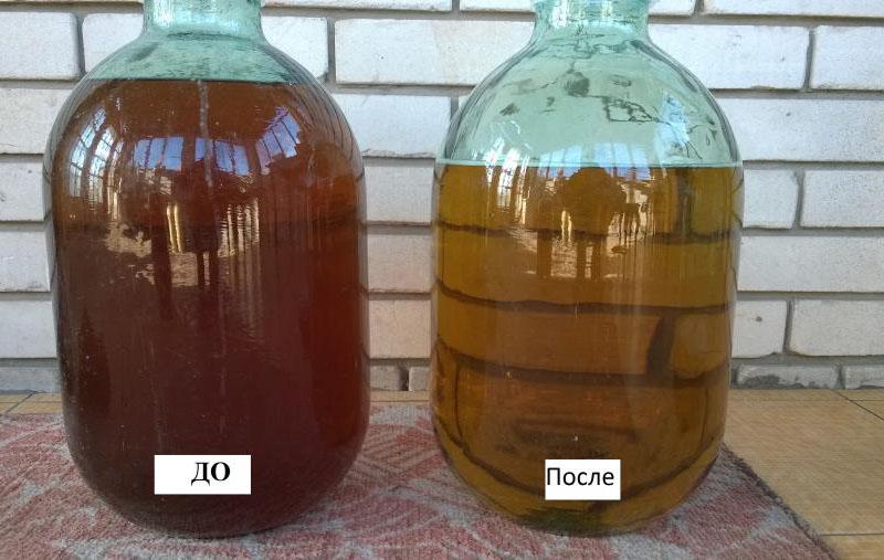 jablečné víno před a po čištění