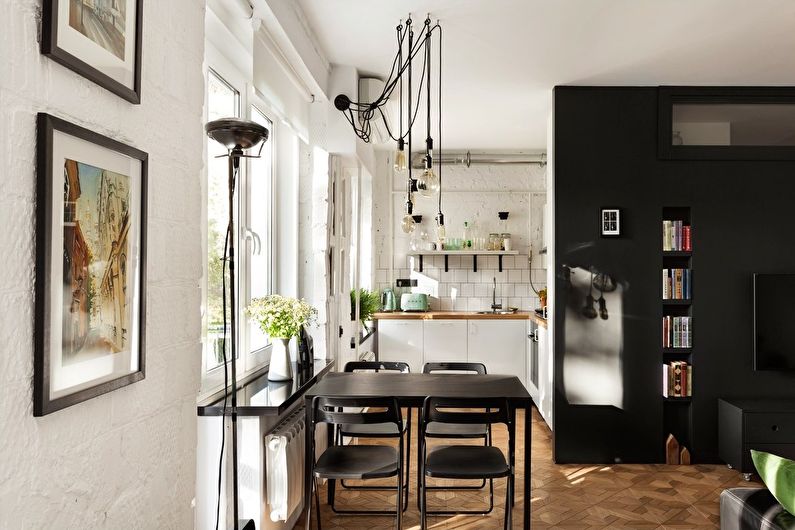 Kjøkkendesign i Khrusjtsjov - skandinavisk stil