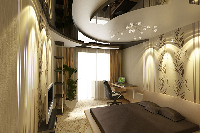 Oblikovanje spalnice 12 m2 - stropna dekoracija