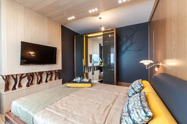 Diseño interior de un dormitorio de 12 metros cuadrados. - Foto