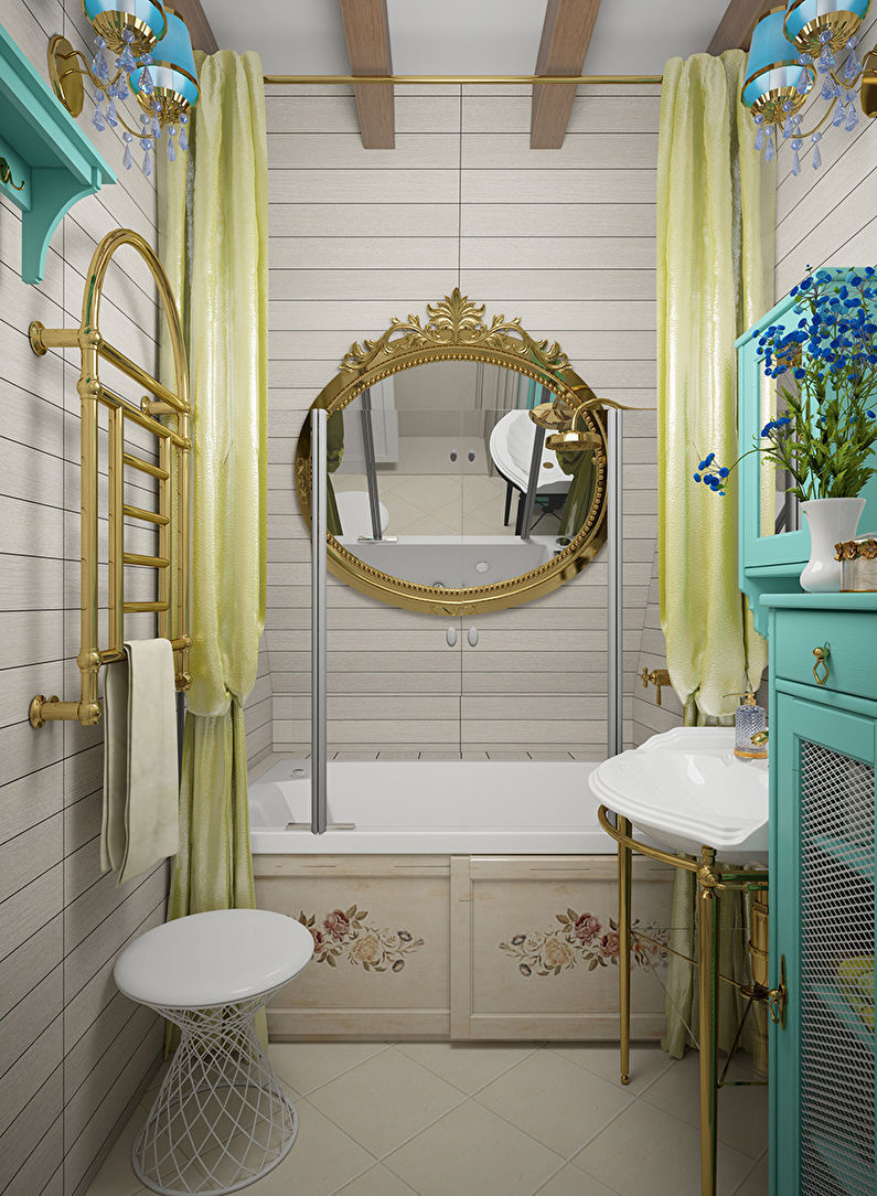 Kúpeľňový dizajn 2 m² v provensálskom štýle