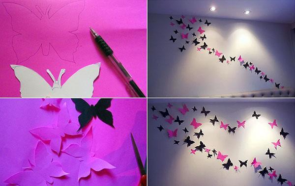 الإستنسل الفراشات على الحائط