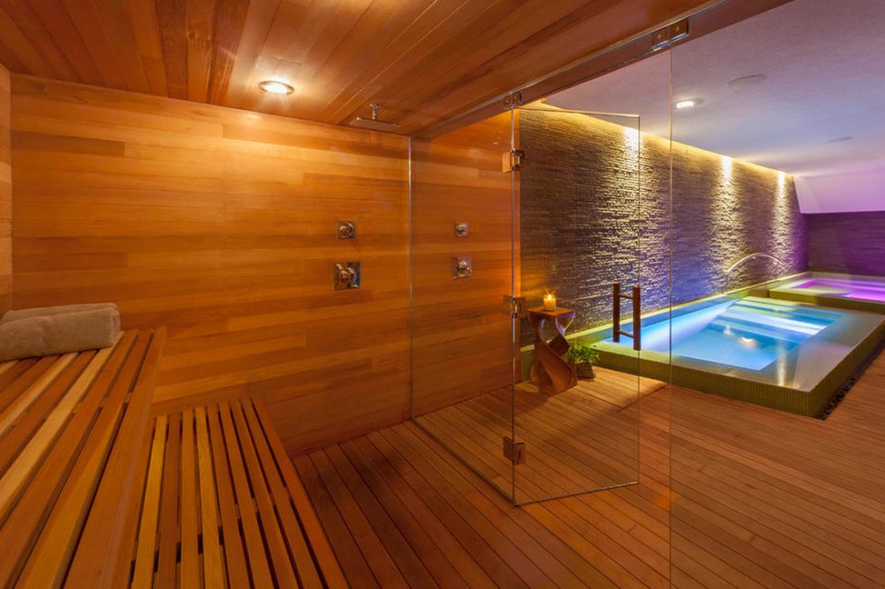 Versão de design aberto elegante com sauna