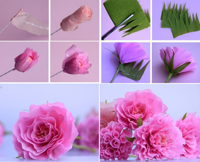 El proceso de hacer hermosas rosas con tus propias manos.