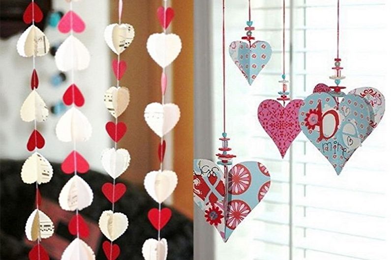 Cum să decorați un apartament pe 14 februarie - Valentine Garlands