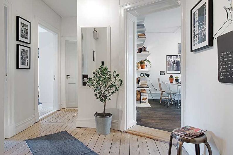 Papel tapiz blanco para el pasillo en estilo escandinavo - foto