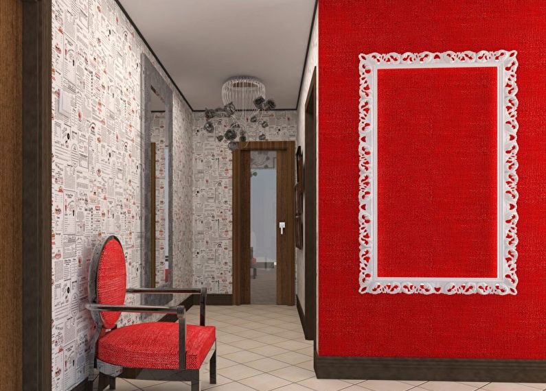 Papel tapiz rojo para el pasillo - foto