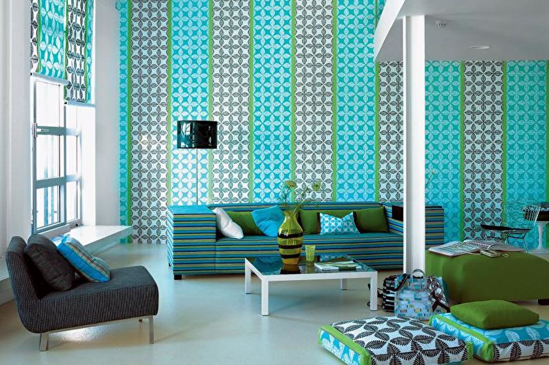 Kombinácia tapiet v obývacej izbe - Vplyv farieb