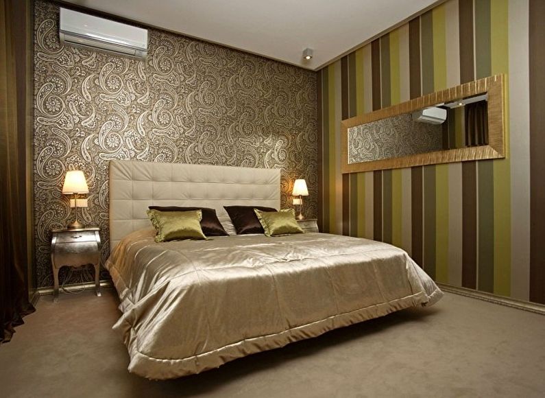 Combinación de papel tapiz en el dormitorio - Papel tapiz complementario
