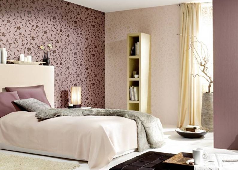 Combinación de papel tapiz en el dormitorio - Papel tapiz complementario