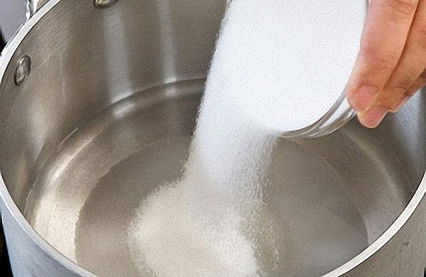 Wasser mit Zucker und Zitronensäure aufkochen