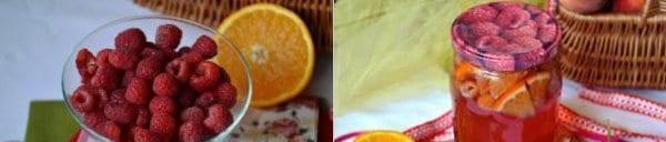 kompot z malin a pomerančů