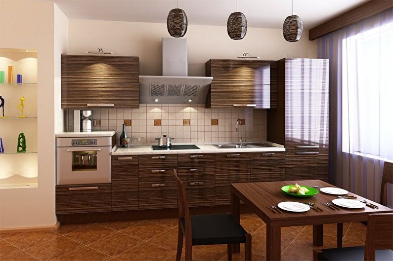 Hnedý dizajn kuchyne - podlahová úprava