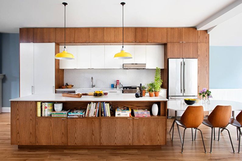 Návrh interiéru hnedej kuchyne - foto