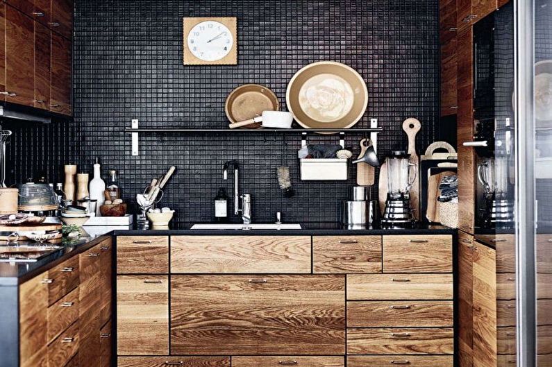 Návrh interiéru hnedej kuchyne - foto