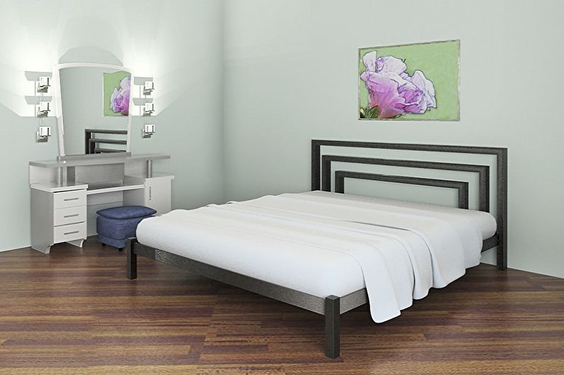 Tipuri de paturi din fier forjat în diferite stiluri - Hi-tech