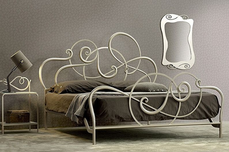 Typy postelí z tepaného železa v rôznych štýloch - moderné