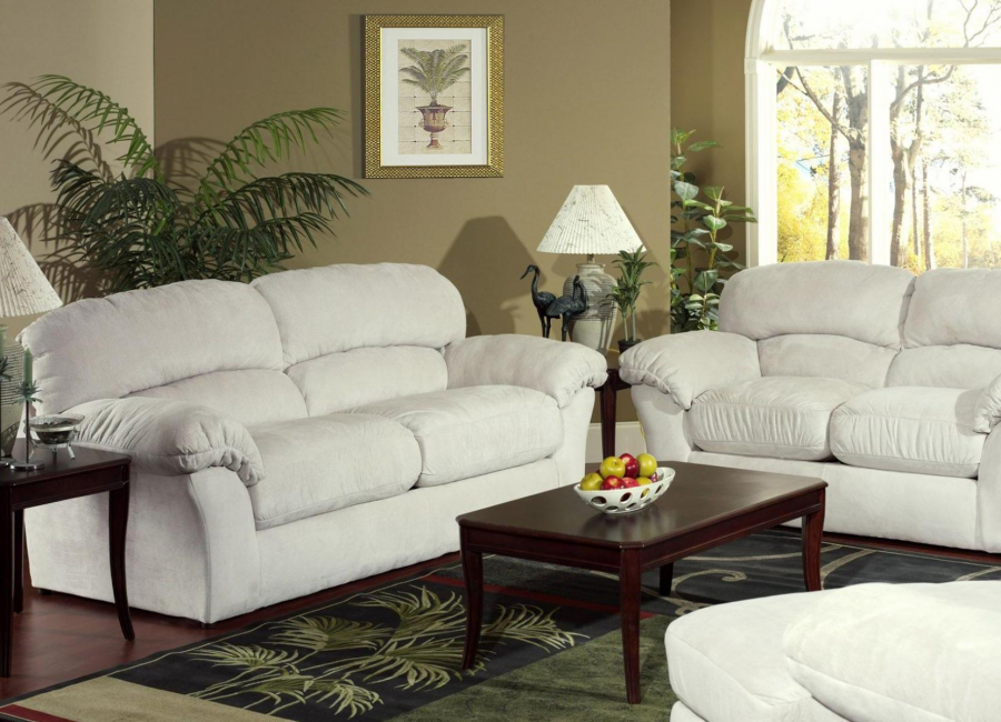 Δερμάτινος καναπές σε λευκό χρώμα